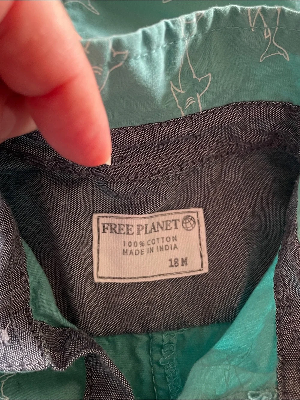 Free Planet Turquoise Shark Print Toddler Romper